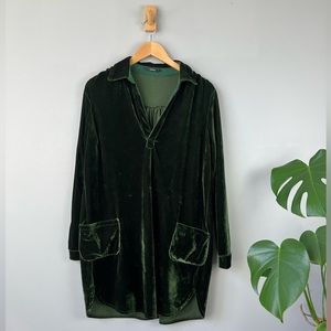 Zaful Green Velvet Tunic Long Sleeve Dress